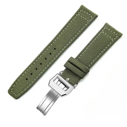 Cinturino per orologio in tela di nylon, 20 mm 21 mm 22 mm, per orologio da pilota IWC Portugal PORTOFINO, cinturino in tessuto, fibbia pieghevole, cinturino in pelle bovina