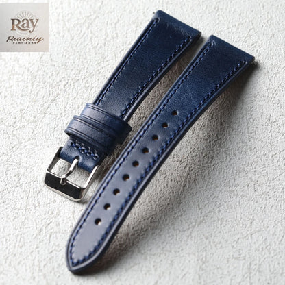 Handmade Italian Cowhide Leather Strap, Genuine Leather 18 19 20 21 22 mm, Soft Quick Release, Genuine Leather Strap, Blue