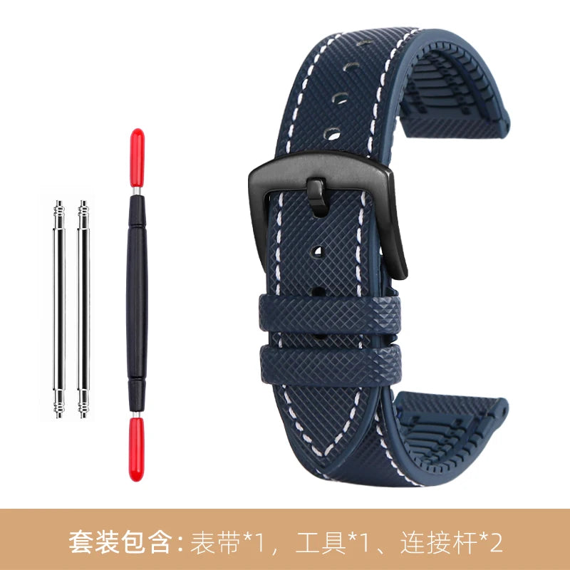 Bracelet de montre en Nylon et Silicone pour hommes, 20mm, 22mm, 24mm, étanche et respirant, en caoutchouc, accessoires