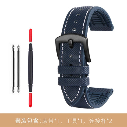 Bracelet de montre en Nylon et Silicone pour hommes, 20mm, 22mm, 24mm, étanche et respirant, en caoutchouc, accessoires