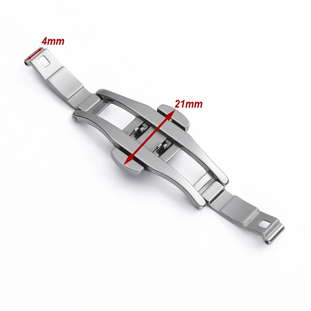 Accessori per orologi: Fibbia automatica a doppio pulsante per cinturino, chiusura deployante in acciaio, pulsante universale in metallo 4mm 5mm 6mm