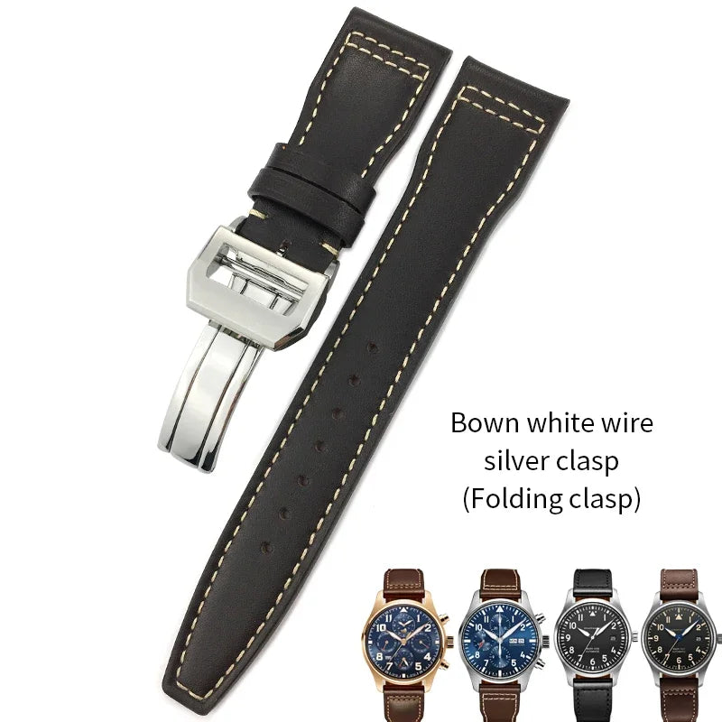 Bracelet de montre en cuir de vache de haute qualité, 20mm 21mm 22mm, adapté à IWC Big Pilot Spitfir Mark 18 Portfino, bracelet de montre noir en cuir de veau