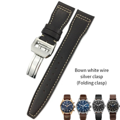 Bracelet de montre en cuir de vache de haute qualité, 20mm 21mm 22mm, adapté à IWC Big Pilot Spitfir Mark 18 Portfino, bracelet de montre noir en cuir de veau