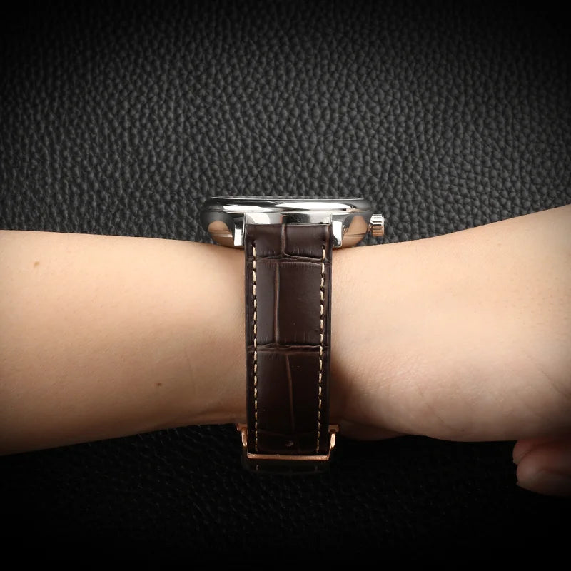 Cinturino per orologio in vera pelle per Longines, accessori, cinturini per orologi, chiusura a farfalla, cinturino da polso 18 19 20 21 22 mm