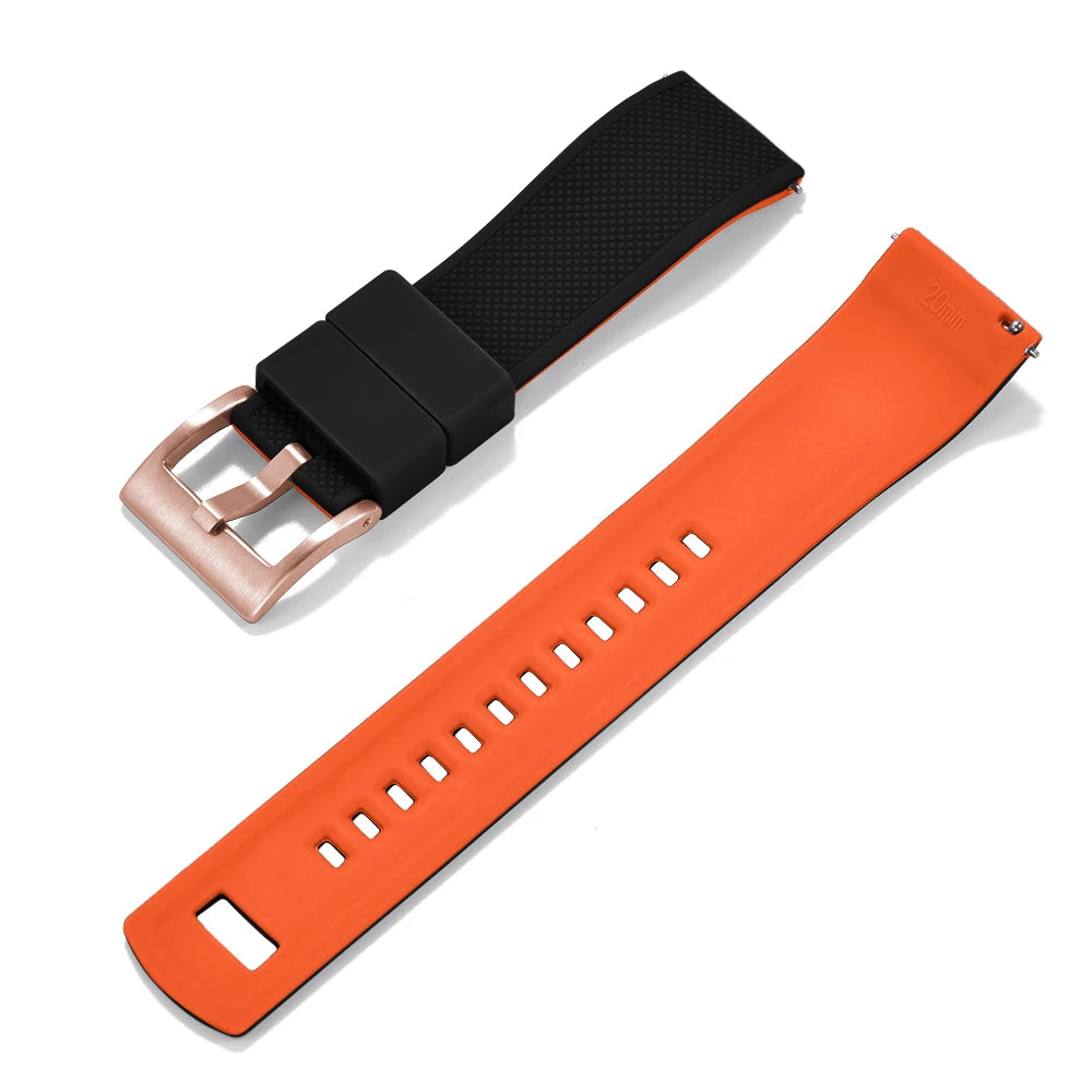 Nouveau bracelet de montre en Silicone Double couleurs personnalisé à dégagement rapide 20mm 22mm bracelet de montre doux Durable bracelets de montre de remplacement ceintures