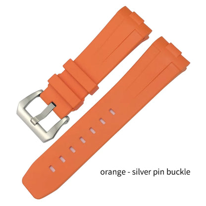 Bracelet de montre en caoutchouc et Silicone 24mm, extrémité incurvée pour PANERAI, boucle pliante, noir, vert, Orange, Bracelets de plongée, outils gratuits