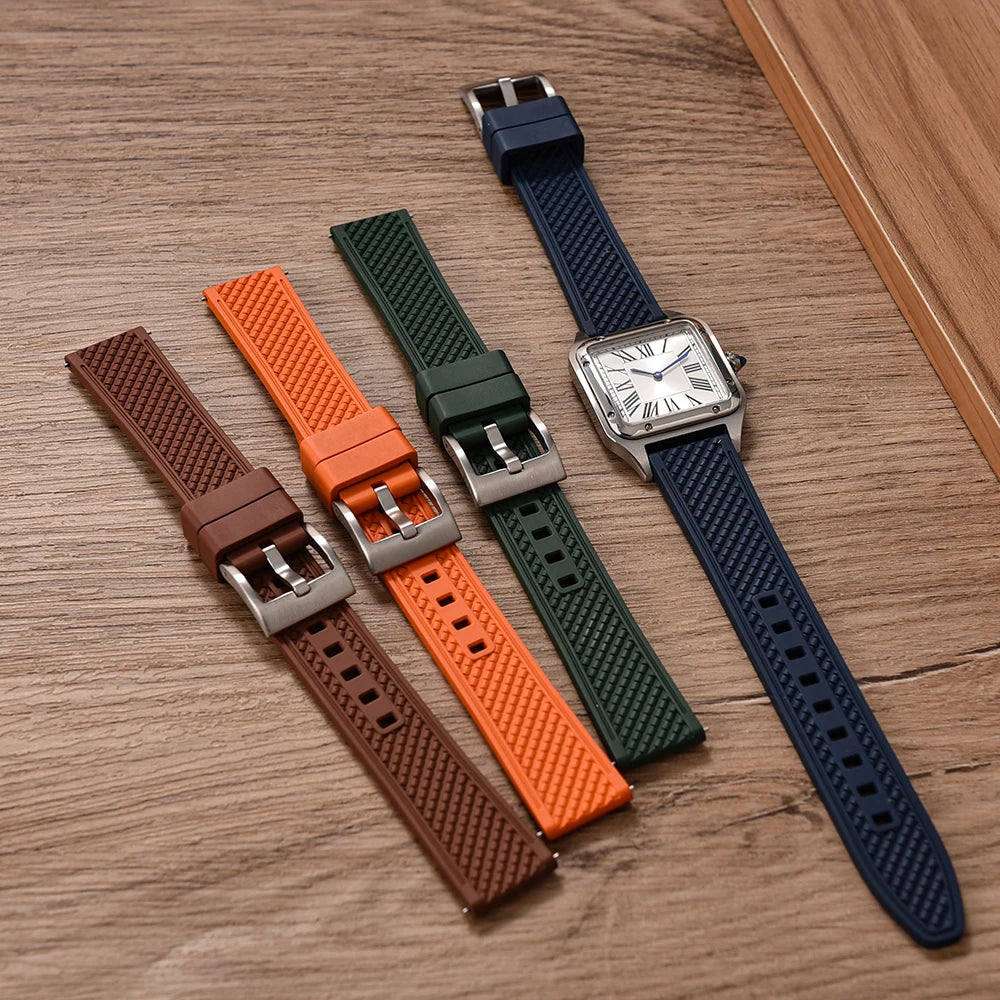 Bracelet en caoutchouc fluoré FKM, 18mm 20mm 22mm 24mm, Bracelet de montre à dégagement rapide pour plongée Omega Seiko Tissot Rolex, ceinture universelle