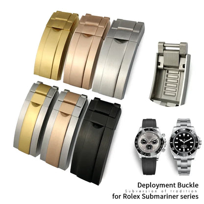 Fermo pieghevole scorrevole in acciaio inossidabile, 9mm 16mm, per Rolex Submariner Oysterflex Daytona GMT, cinturino, fibbia deployante