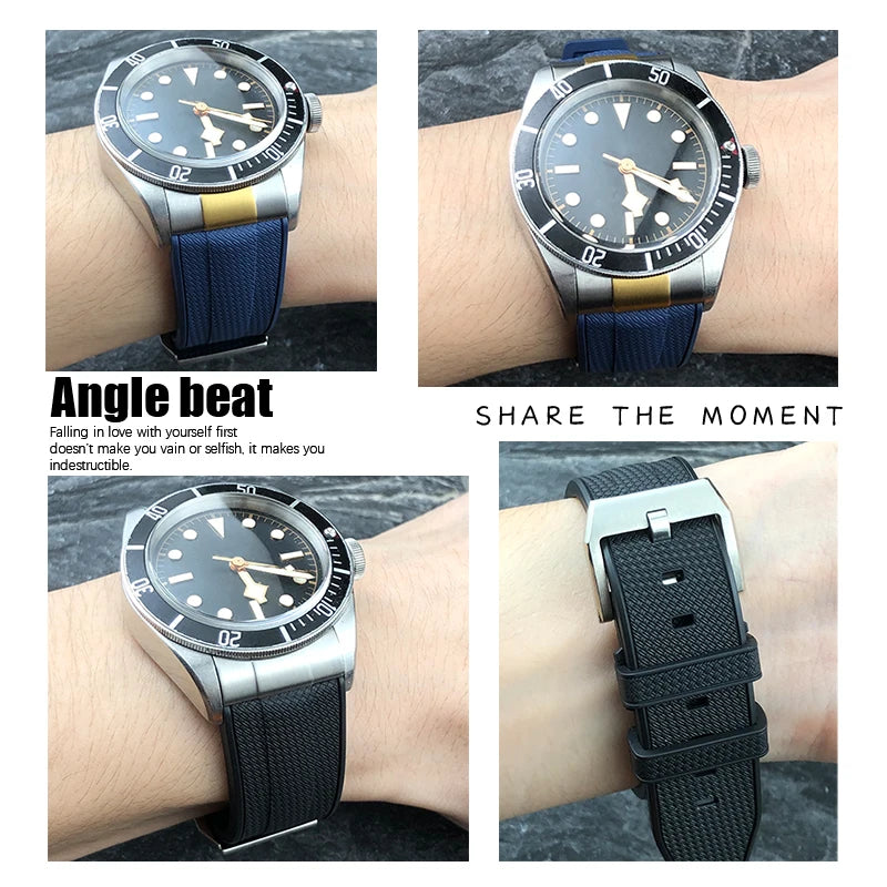 Bracelet de montre en caoutchouc fluoré FKM à dégagement rapide, 20mm 22mm, pour Tudor Black Bay 1958 Heritage, bracelet de montre souple, lien d'extrémité en métal