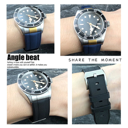Bracelet de montre en caoutchouc fluoré FKM à dégagement rapide, 20mm 22mm, pour Tudor Black Bay 1958 Heritage, bracelet de montre souple, lien d'extrémité en métal