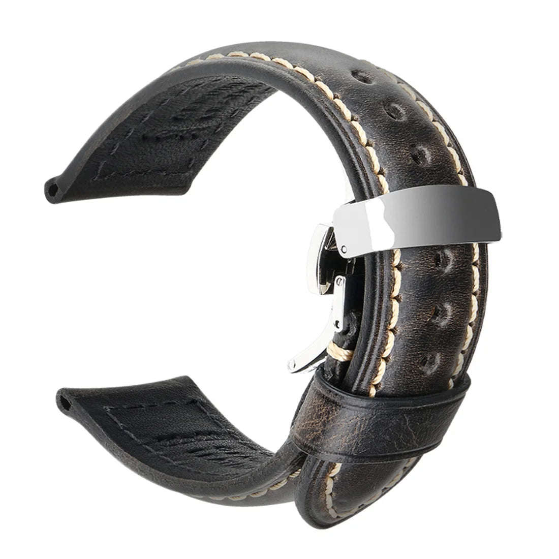 Watch accessories watch straps 20mm 22mm 24mm Cowhide leather watch strap butterfly buckle clasp watchband watch strap belt