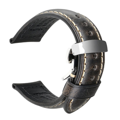 Watch accessories watch straps 20mm 22mm 24mm Cowhide leather watch strap butterfly buckle clasp watchband watch strap belt