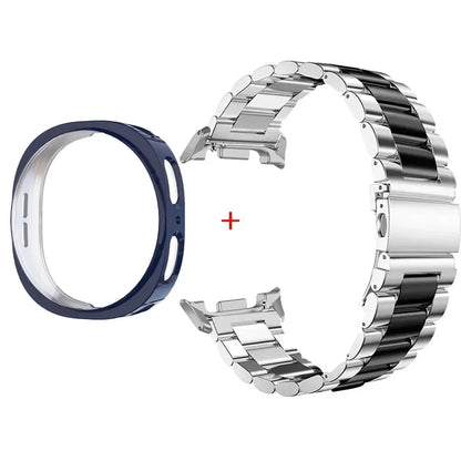 Stainless Steel Watch Band + Case for Samsung Galaxy Watch 8 40mm 44mm, Full Cover Metal Strap