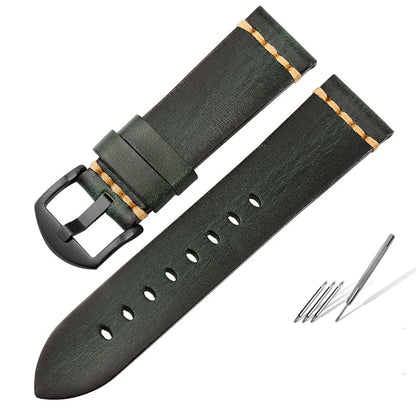 Handmade leather watch strap, 20mm 22mm 24mm, for Panerai, Tudor, Biwan Bronze, and Breitling watches, Italian cowhide leather.