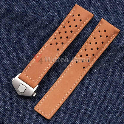 Nouveau Bracelet de montre pour TAG HEUER CARRERA Monaco série 20 22 24mm Bracelet en cuir de vache mat Bracelet de montre Bracelet Vintage marron
