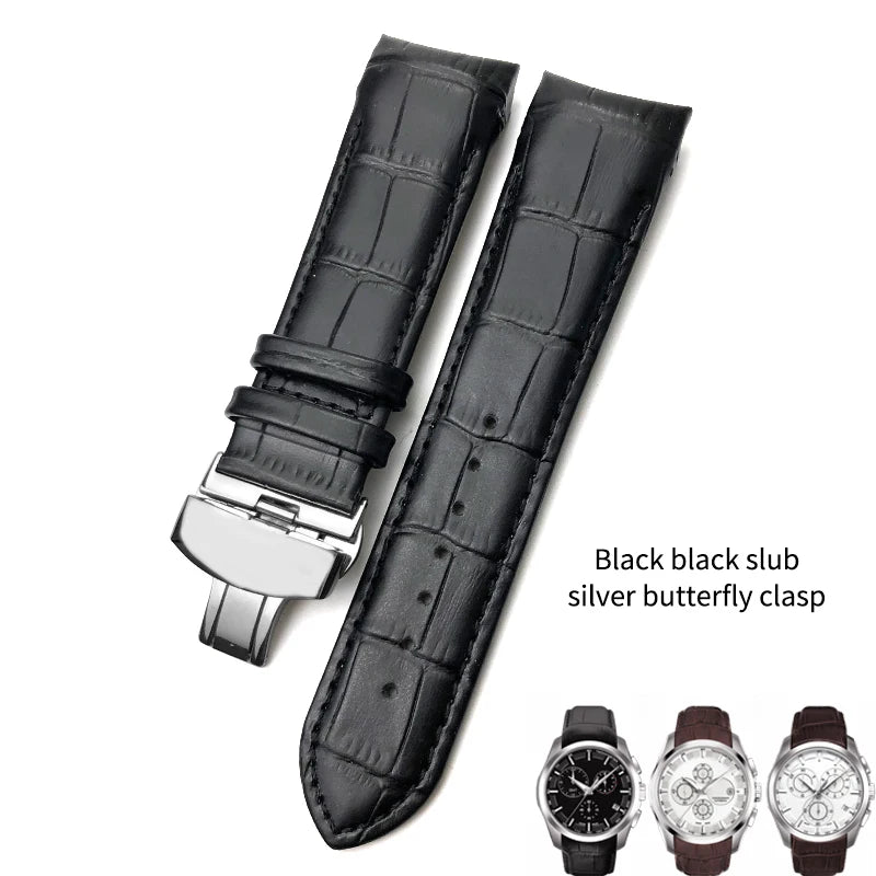 Bracelet de montre en cuir véritable à extrémité incurvée, 22mm 23mm 24mm, pour ceinture de montre Tissot 1853 COUTURIER T 035407 A T 035627 Outils de sangle pour hommes