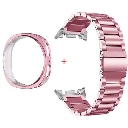 Stainless Steel Watch Band + Case for Samsung Galaxy Watch 8 40mm 44mm, Full Cover Metal Strap