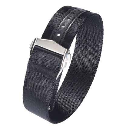 Cinturino per orologio classico in morbido nylon con fibbia deployante 20mm 22mm, in tessuto di cintura di sicurezza premium con chiusura pieghevole per Omega