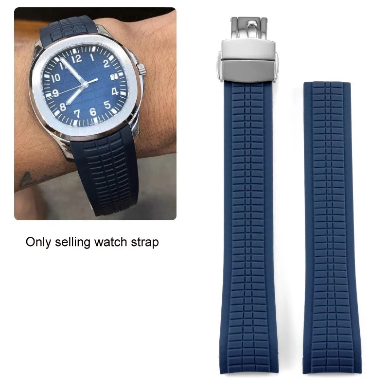 Bracelet de montre 21mm pour Patek - Caoutchouc Premium - Boucle Déployante