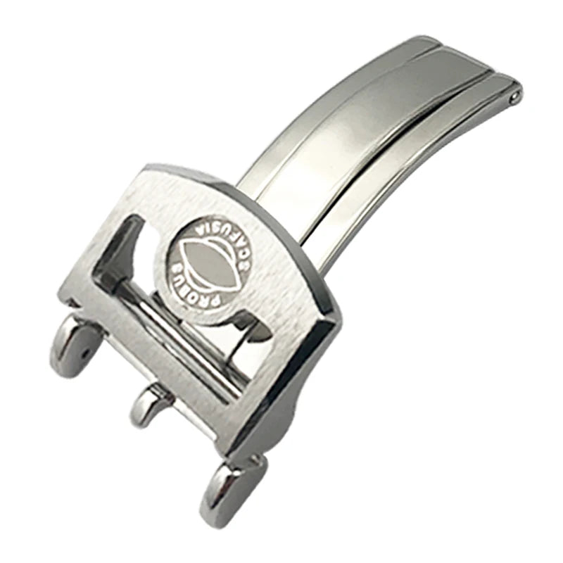 Structure de déploiement en acier inoxydable SION L, bracelet de montre en cuir, fermoir pliant, or rose, caoutchouc, marque pilote IWC, portugais, 18mm