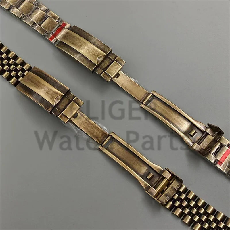 BLIGER-Cinturino per orologio da uomo in acciaio inossidabile 20mm 904L bronzo massiccio struttura pieghevole Jubilee, adatto per cassa da 40mm