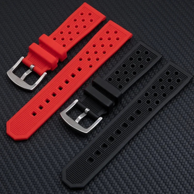 22/24mm Soft Silicone Watch Strap for Tag Heuer, Racing F1 WAZ2113, Sport, Diving, Waterproof Rubber Band with Pin Buckle for Men