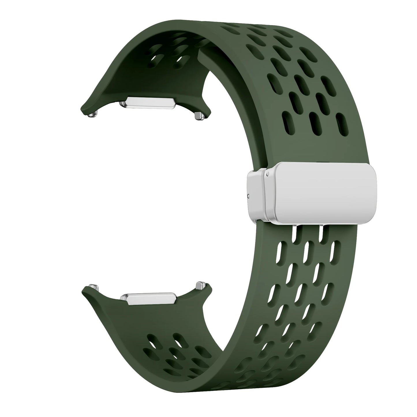 Magnetic Folding Buckle Bracelet for Samsung Watch, Ultra Metal Beads Replacement, Breath-Air Fitness Watch Accessory