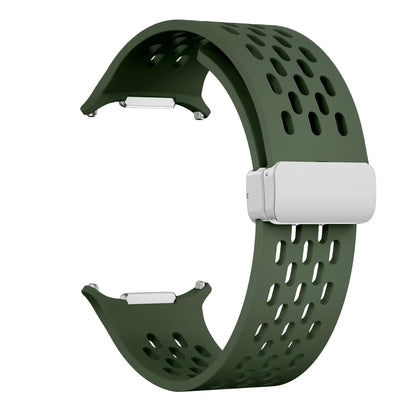 Magnetic Folding Buckle Bracelet for Samsung Watch, Ultra Metal Beads Replacement, Breath-Air Fitness Watch Accessory