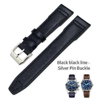 Cinturino per orologio in vera pelle da uomo, 20mm 21mm 22mm, adatto per orologio pilota IWC IW3777 PORTOFINO Mark 18, nero blu marrone
