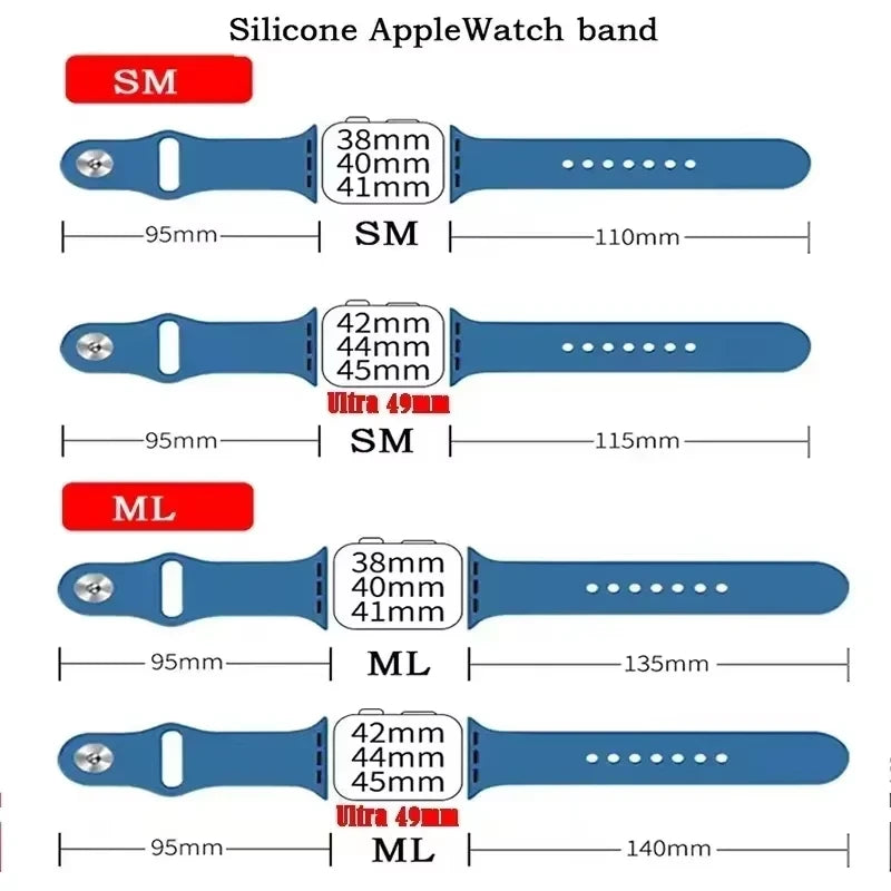 Bracelets en silicone pour Apple Watch, 44mm, 40mm, 45mm, 41mm, 49mm, 46mm, 42mm, correa, série iwatch 11, 10, 7, 8, se, 9, ultra, 2, 3