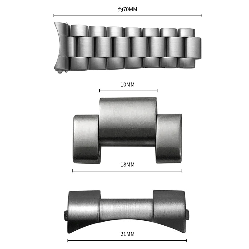 Catena di bracciale per orologio da 21mm, accessori di bracciale per orologio in acciaio inossidabile di qualità, maglie di bracciale per Omega Seamaster Planet Oceam 600M