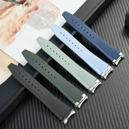 Cinturino per orologio in gomma fluorurata di alta qualità, 21 mm, per Longines Hydroconquest L3 Conquest, cinturino per orologio sportivo subacqueo + interfaccia in metallo