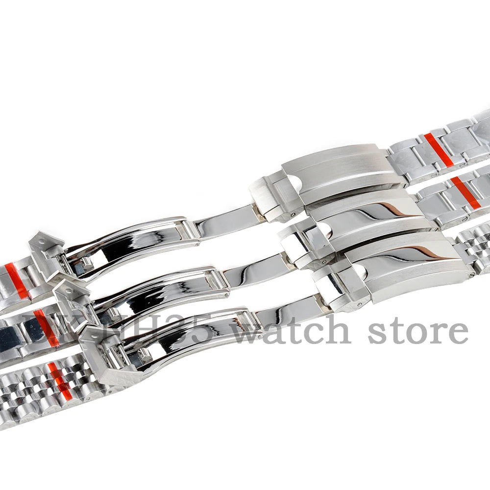 Solid stainless steel watch bracelet, 316L silver, 20mm, folding clasp, suitable for Sub Log NH35 NH36 watch cases, Presidential/Oyster bracelet