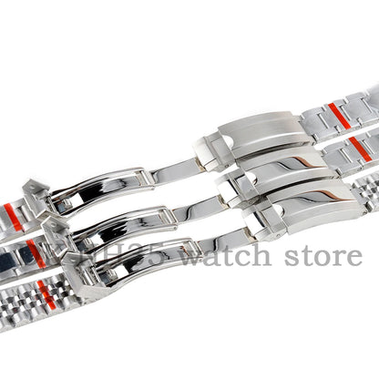 Solid stainless steel watch bracelet, 316L silver, 20mm, folding clasp, suitable for Sub Log NH35 NH36 watch cases, Presidential/Oyster bracelet