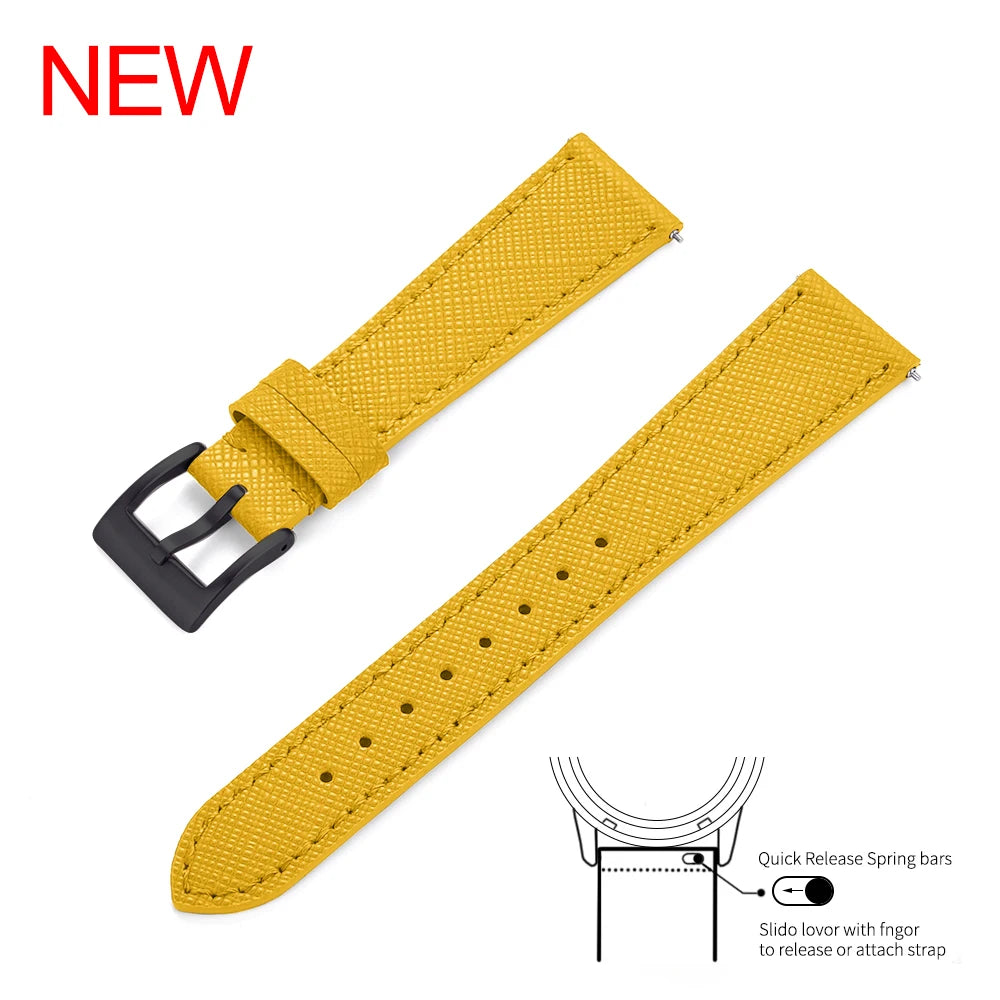 Bracelet de montre en cuir vintage cousu, 18mm, 19mm, 20mm, 21mm, 22mm, 23mm, 24mm, à dégagement rapide, rétro, durable, bracelets de remplacement