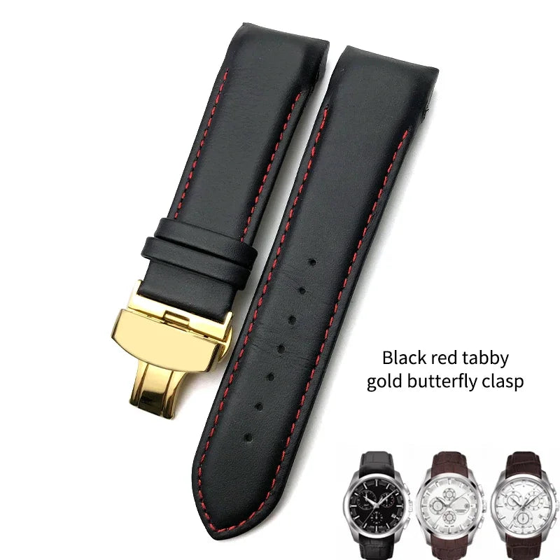 Cinturino per orologio in vera pelle 22mm 23mm 24mm adatto per Tissot T 035617 T035 cinturino in pelle di vacchetta nera fibbia deployante uomo