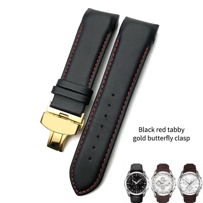 Cinturino per orologio in vera pelle 22mm 23mm 24mm adatto per Tissot T 035617 T035 cinturino in pelle di vacchetta nera fibbia deployante uomo