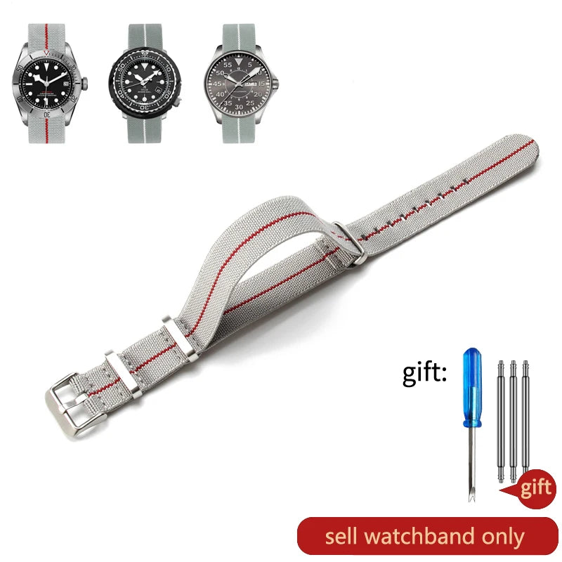 Retro Parachute Nylon Watch Strap for Rolex Tudor Biwan Omega Heuer IWC Men High-Density Knit 18 20 22mm Replacement Accessories