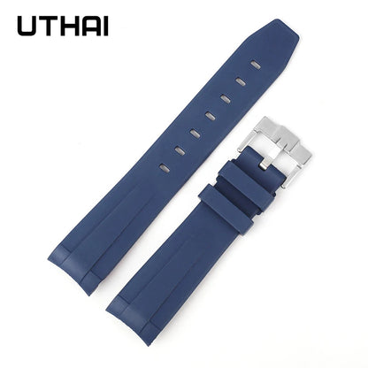 Bracelet de montre en caoutchouc fluoré FKM souple pour hommes et femmes, bracelet de montre universel étanche, bracelet de montre en silicone, UTHAIG28, 20mm