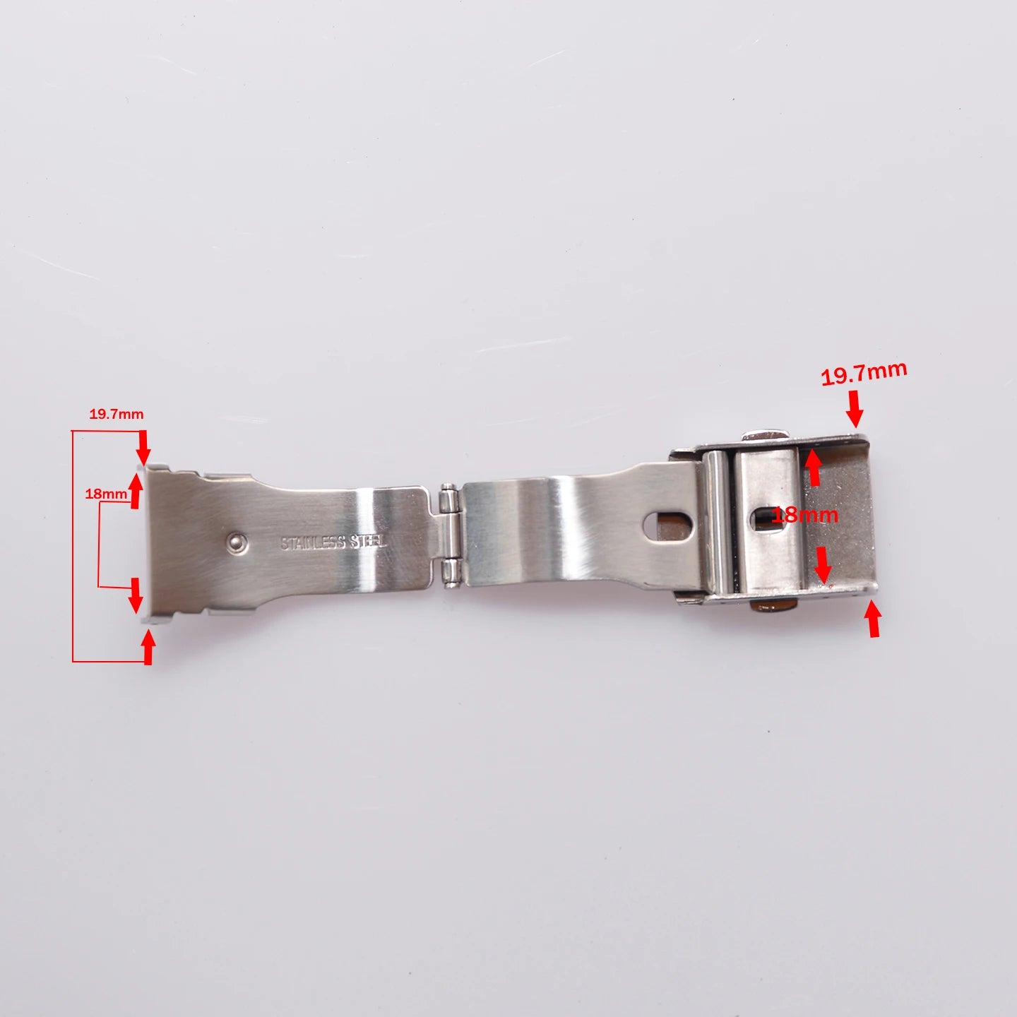 18mm silver stainless steel double push-button safety clasp for Seiko Citizen watch bracelet
