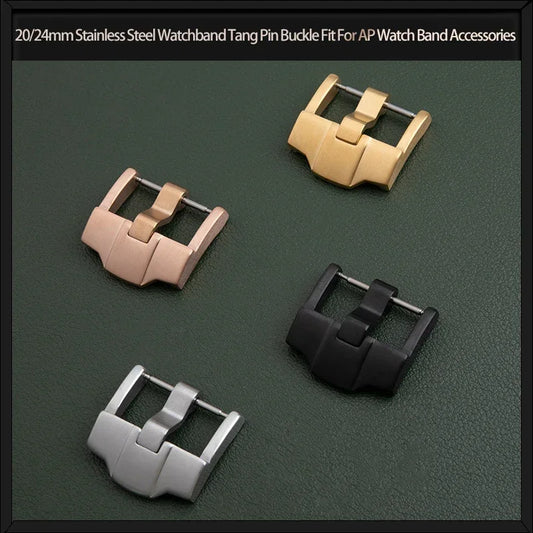 Cinturino per orologio in acciaio inossidabile, 20mm 24mm, fibbia ad ardiglione, adatto per cinturino AP, in pelle e gomma, accessori