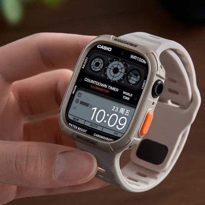 Étui en silicone + bracelet pour Apple Watch Series 11/10/9/8/7/6/SE/Ultra3, bracelet sport avec pare-chocs protecteur