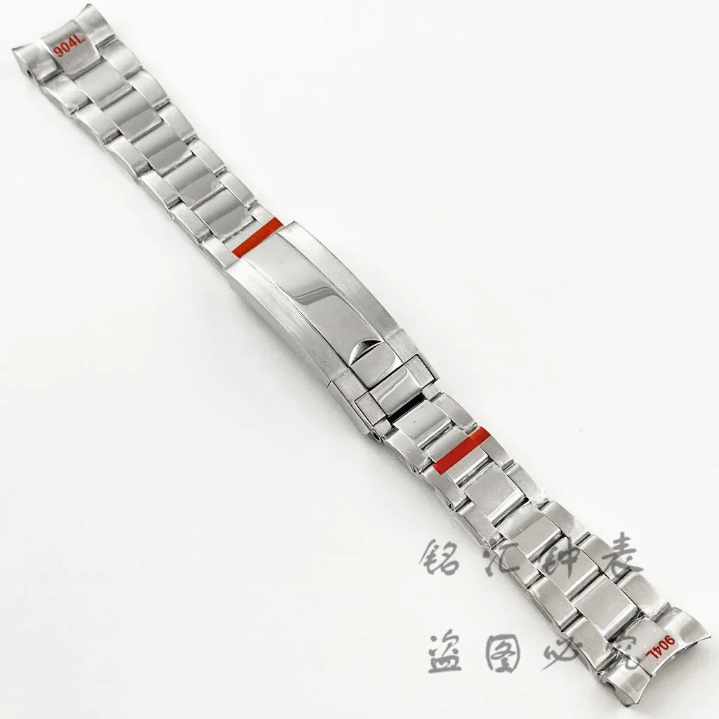 Bracelet présidentiel solide en argent, 20MM de largeur, en acier inoxydable 904L, fermoir à verrouillage coulissant, pour boîtier de montre Sub Log NH34 NH35