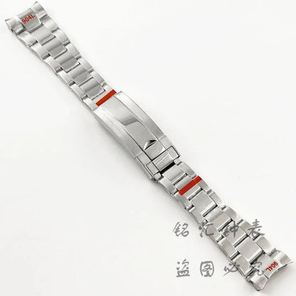 Bracelet présidentiel solide en argent, 20MM de largeur, en acier inoxydable 904L, fermoir à verrouillage coulissant, pour boîtier de montre Sub Log NH34 NH35