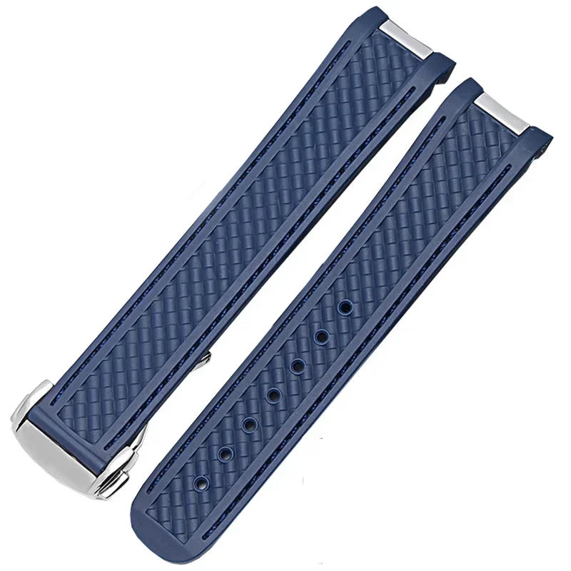 Rubber and silicone watch strap, 20mm, for Omega Seam84300 AT150 Aqua Terra Ultra Light 8900, steel structure