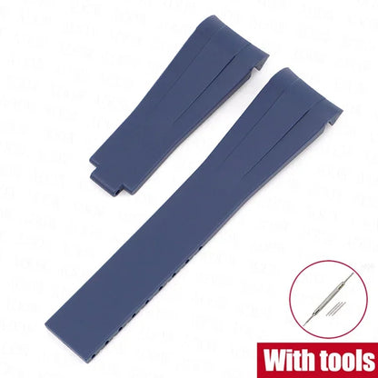 Curved Rubber Watch Strap for Omega x Swatch MoonSwatch, 20mm Folding Clasp for Men and Women, TPU Replacement Band for Rolex Submariner