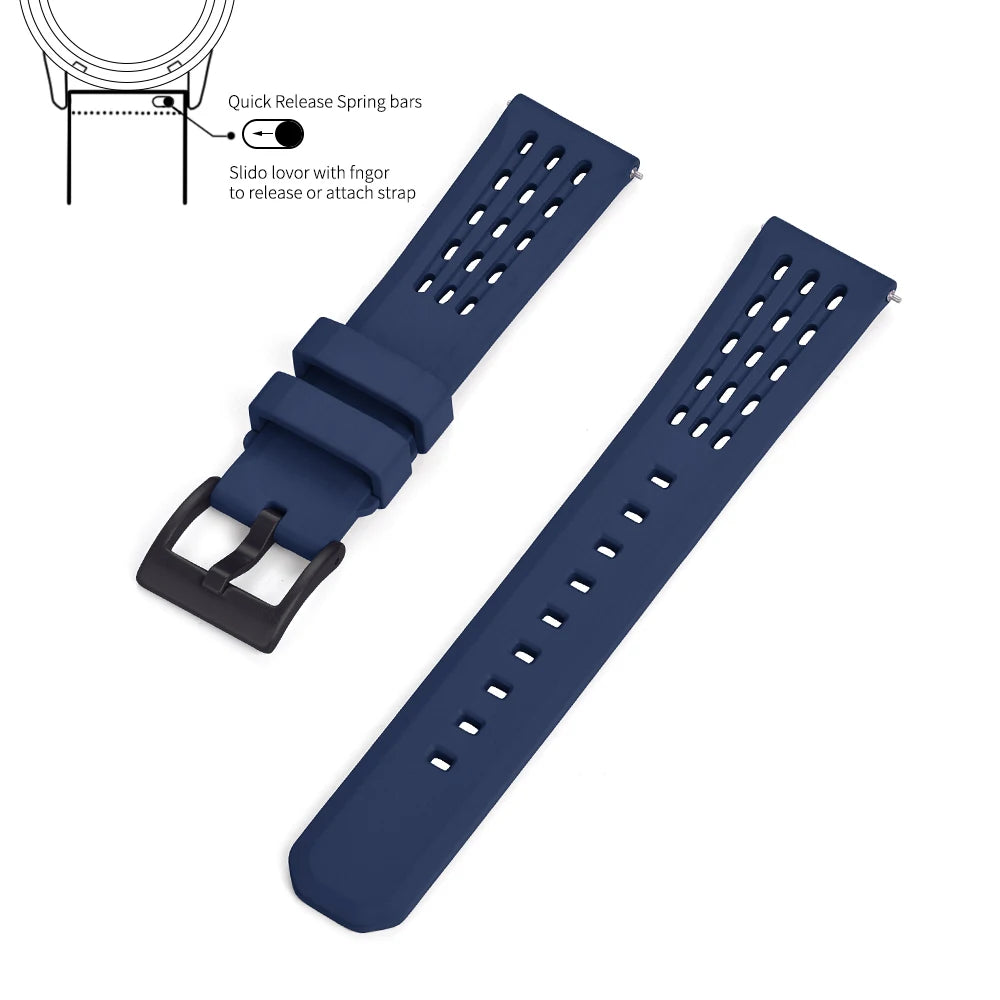 Bracelet de montre en caoutchouc FPM FKM, 20mm 22mm, dégagement rapide, qualité supérieure, conception de Structure poreuse, bracelet de Sport Durable et confortable