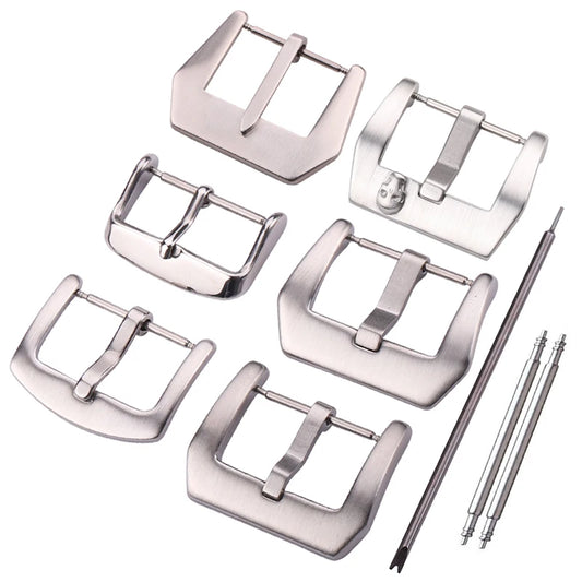 Wholesale 19 Styles Stainless Steel Watch Buckles, 12 14 16 18 20 22 23 24 26 28 mm, Silver Metal Watch Strap Clasps, Bracelet Accessories