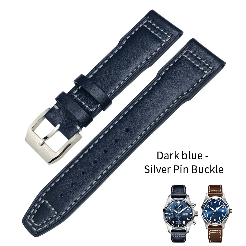 Cinturino per orologio in vera pelle da uomo, 20mm 21mm 22mm, adatto per orologio pilota IWC IW3777 PORTOFINO Mark 18, nero blu marrone