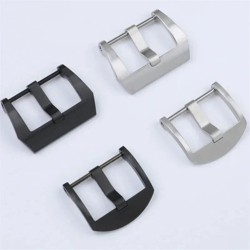 Spilla a ardiglione in acciaio inox 316L di alta qualità, fibbia in argento nero opaco per bracciale Panerai, chiusura a vite in gomma da 20 mm e 22 mm.